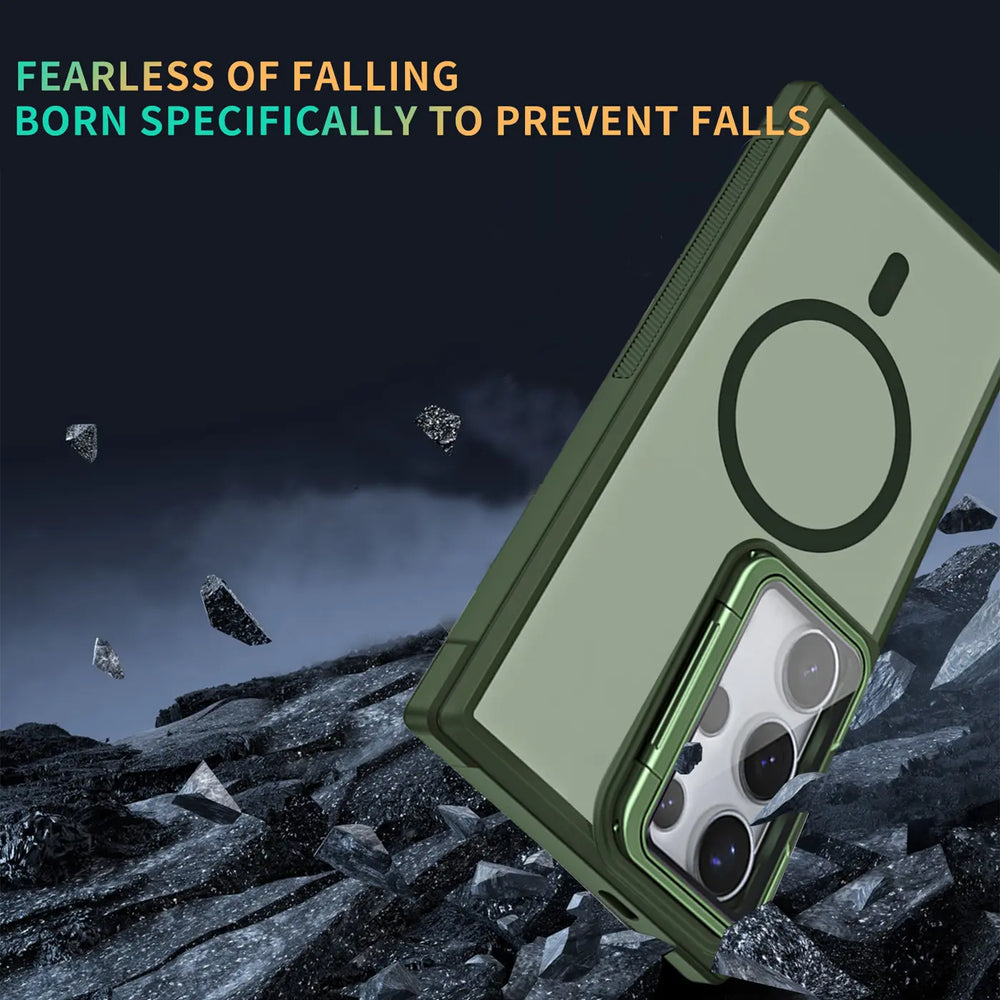 MagSafe Hülle mit multifunktionalem Schutzglas für Samsung Galaxy S25 Edge – Schützt und dient als Stand