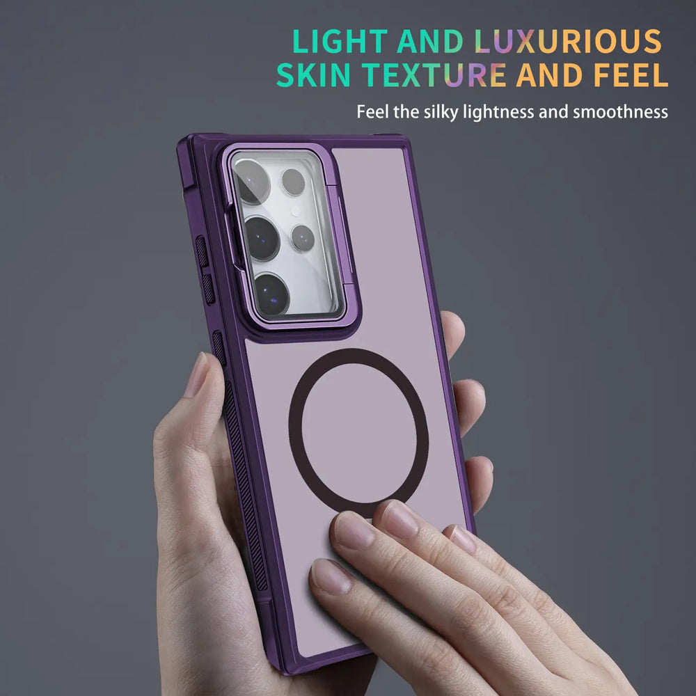 MagSafe Hülle mit multifunktionalem Schutzglas für Samsung Galaxy S25 Edge – Schützt und dient als Stand