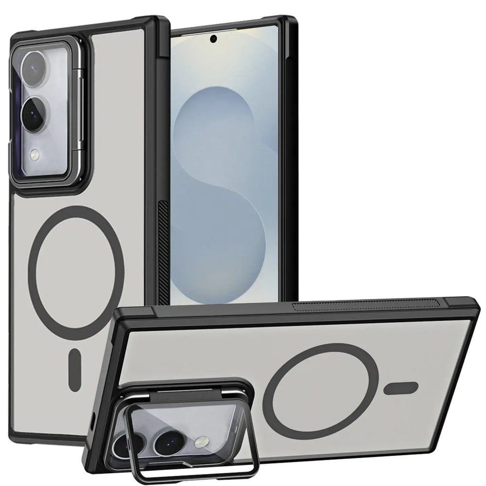 MagSafe Hülle mit multifunktionalem Schutzglas für Samsung Galaxy S25 Edge – Schützt und dient als Stand