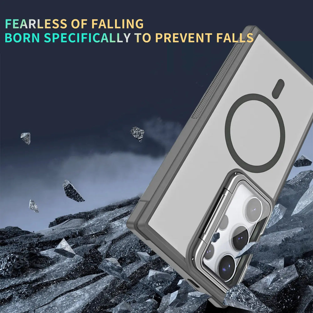 MagSafe Hülle mit multifunktionalem Schutzglas für Samsung Galaxy S25+ – Schützt und dient als Stand