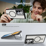 Samsung S26 Hülle, schwarz/transparent, MagSafe, Ständer, von vorne/seitlich
