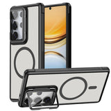 Samsung S26 Ultra Hülle, transparent, schwarz, MagSafe, Ständer, Kamera-Glas