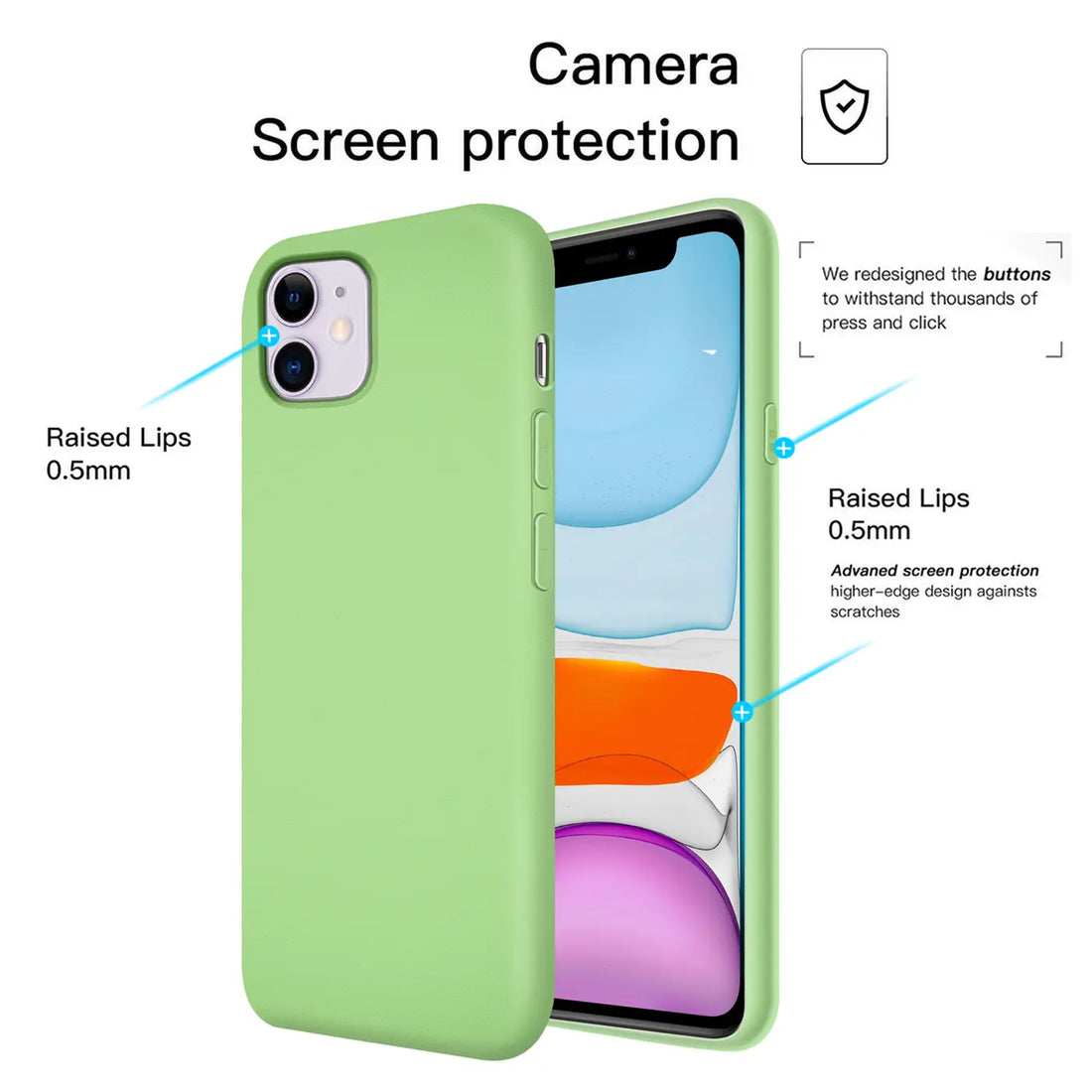 Erhöhte Kanten für Display und Kamera