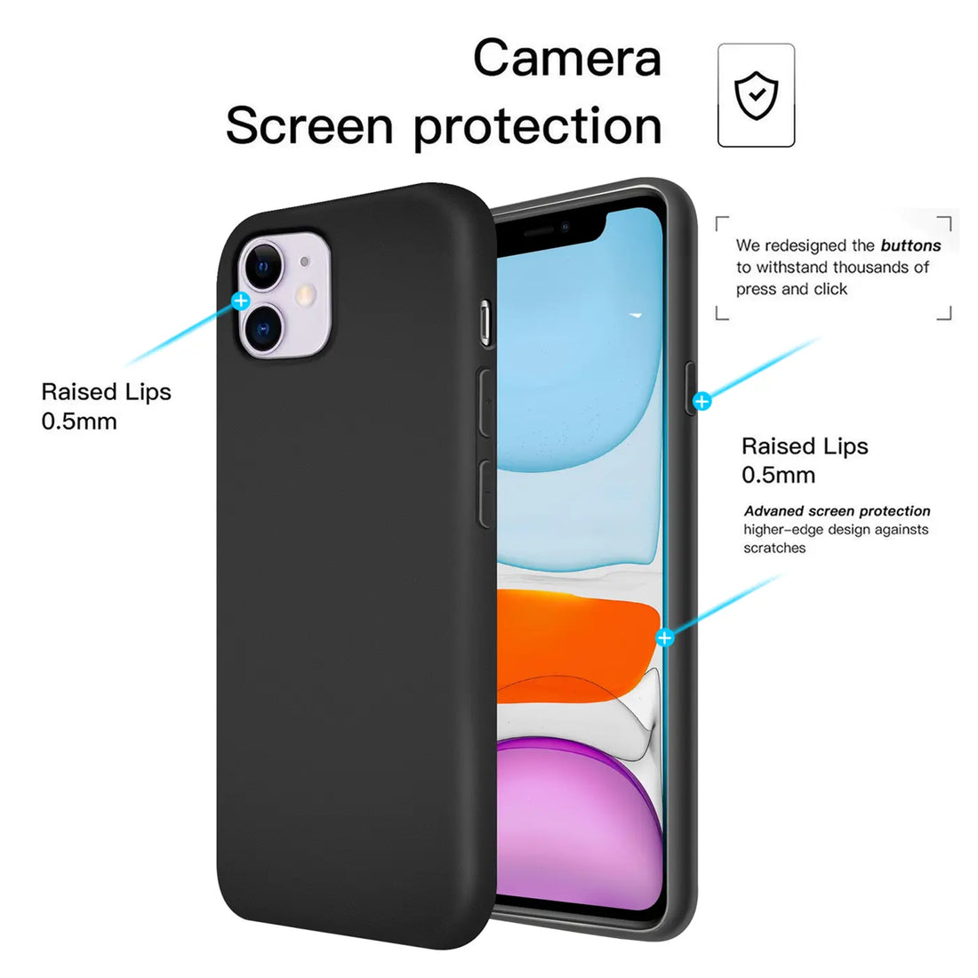Erhöhte Kanten für Display und Kamera