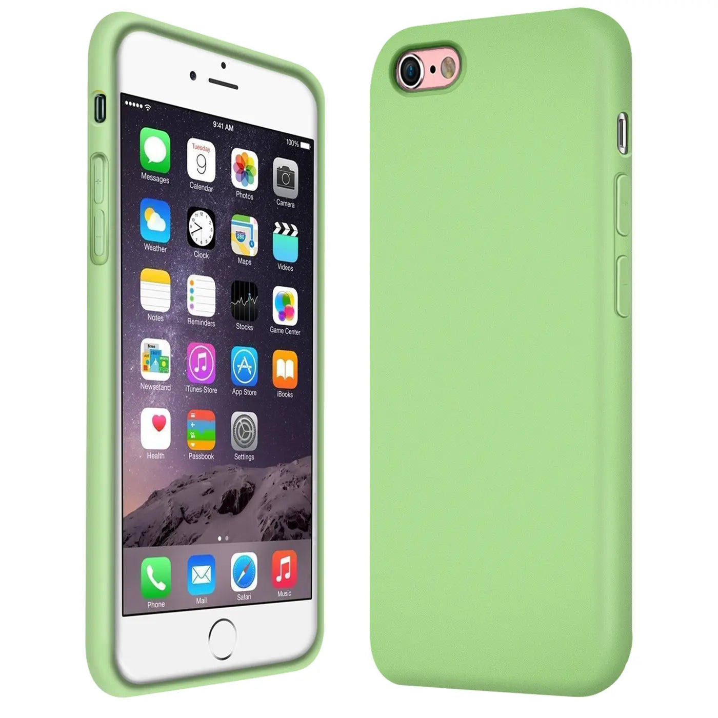 Grüne Silikonhülle für iPhone 6s Plus/6 Plus, Vorder- und Rückansicht