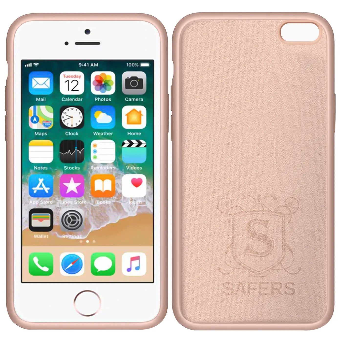 Rosa Silikonhülle für iPhone 6s Plus/6 Plus, Vorder- und Rückansicht