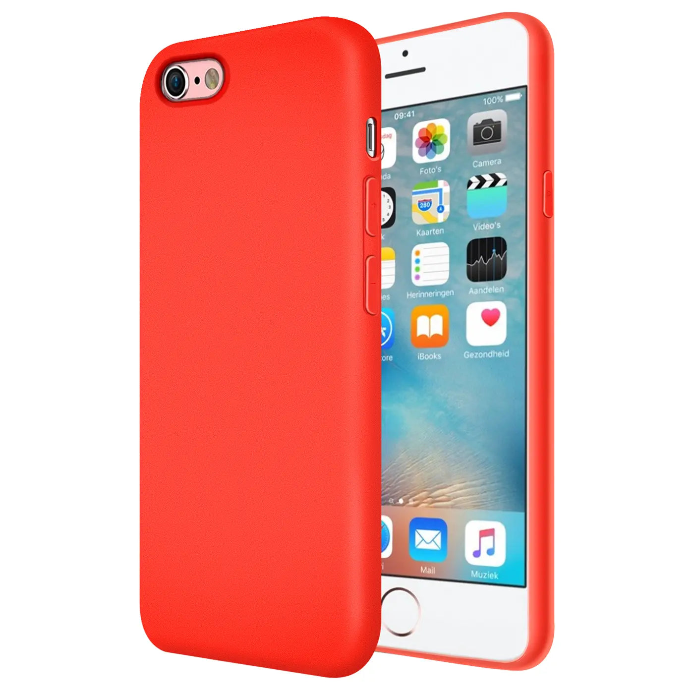 Rote Silikonhülle für iPhone 6s Plus/6 Plus, Seitenansicht