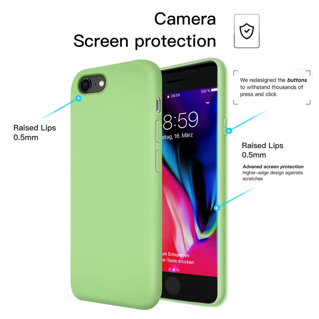 Stoßdämpfende und langlebige Silikon Handyhülle für iPhone 7 / 8 / SE 2 / SE 3
