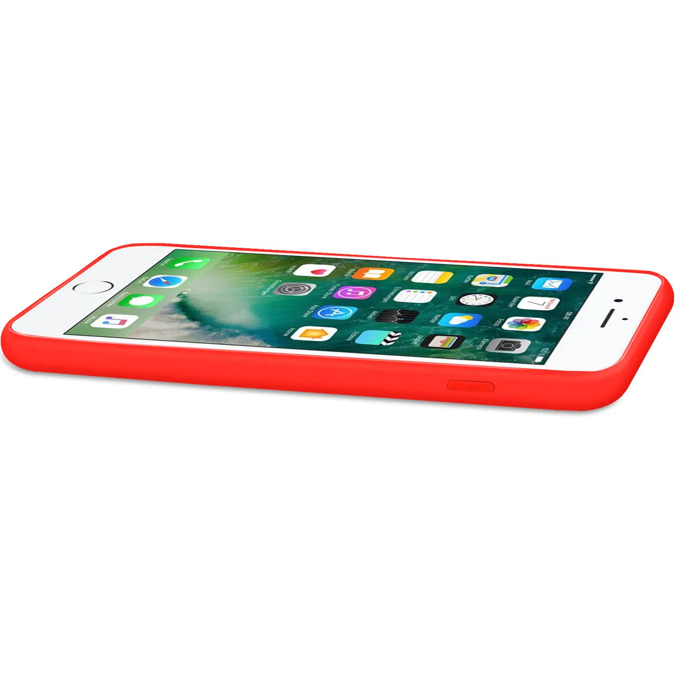 Rotes Silikon-iPhone 7/8/SE mit Mikrofaser-Innenfutter, Seitenansicht