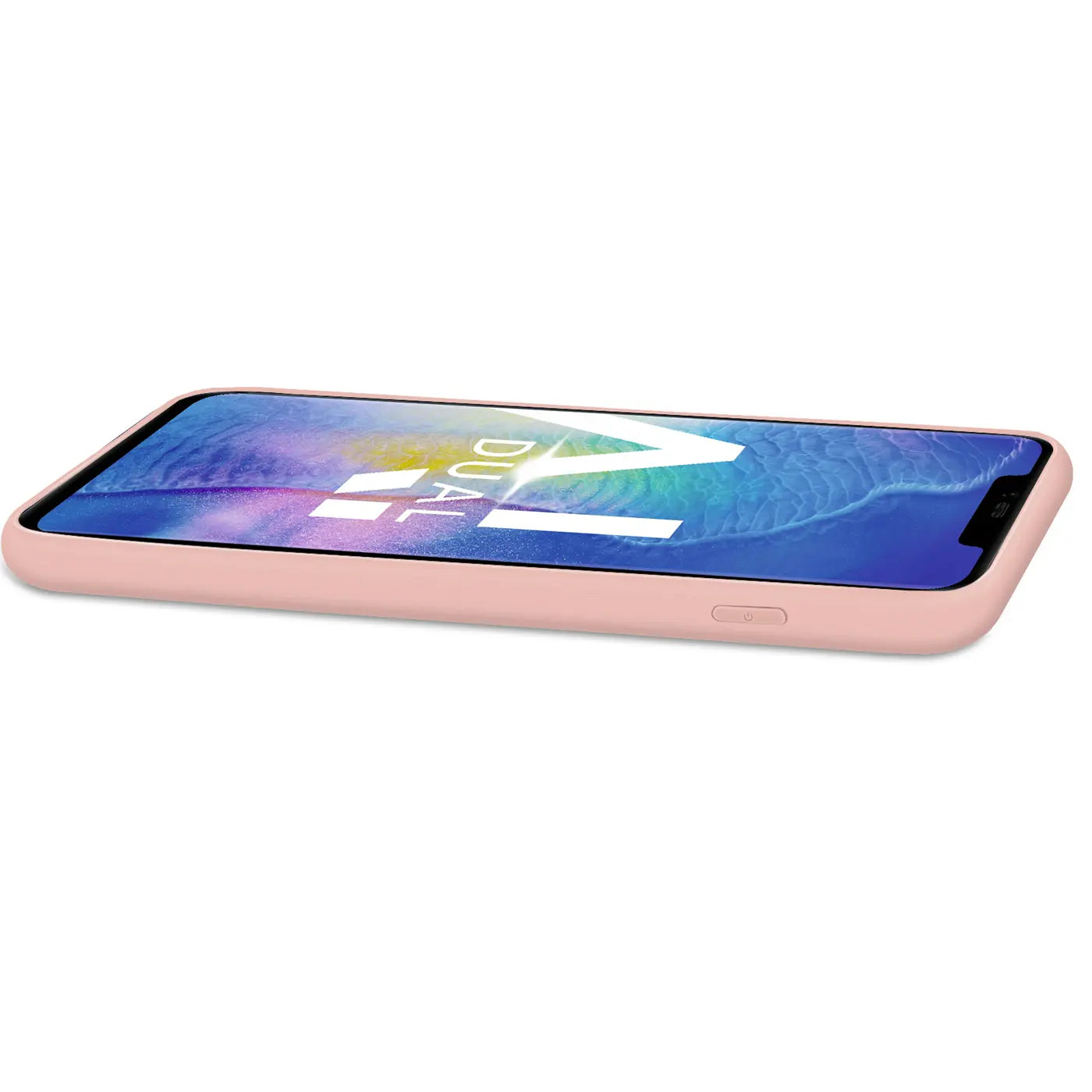 Rosa Silikonhülle für Huawei Mate 20 Pro, von der Seite gesehen.