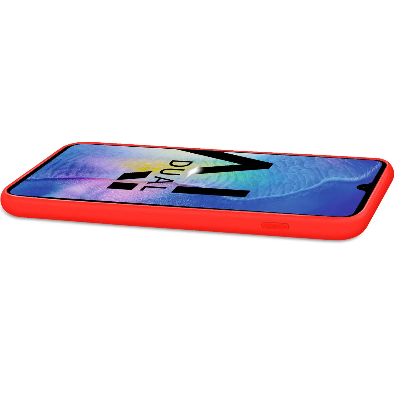 Rote Silikonhülle für Huawei Mate 20, Seitenansicht.