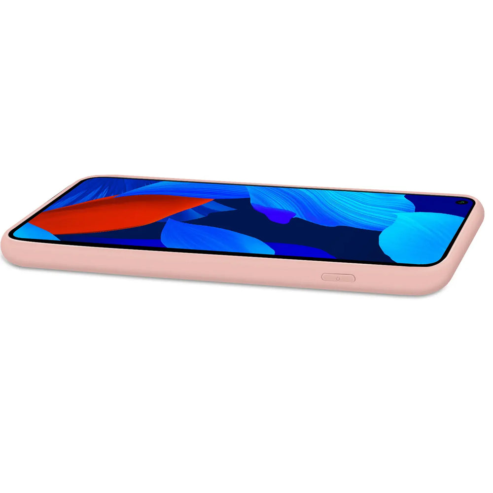 Rosa Silikonhülle für Huawei Nova 5T, von der Seite fotografiert