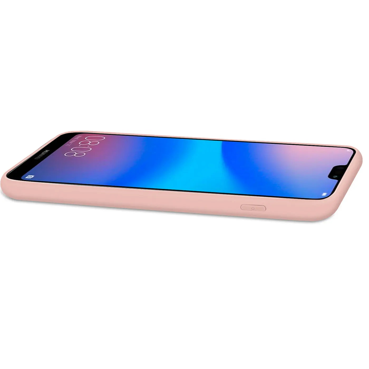 Rosa Silikonhülle mit Mikrofaser-Innenfutter für Huawei P20 Lite, Seitenansicht.
