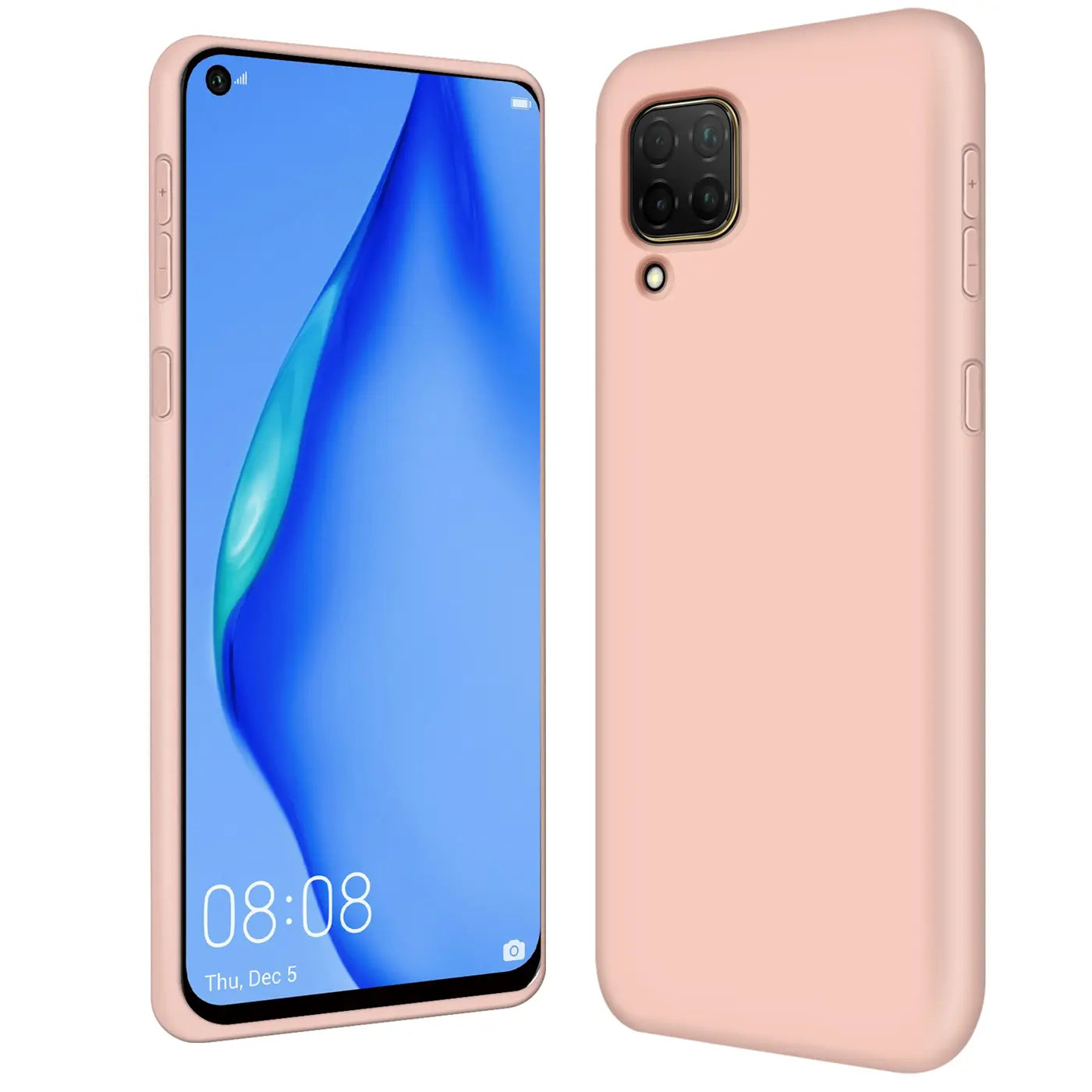 Rosa Silikonhülle für Huawei P40 Lite, Vorder- und Rückansicht