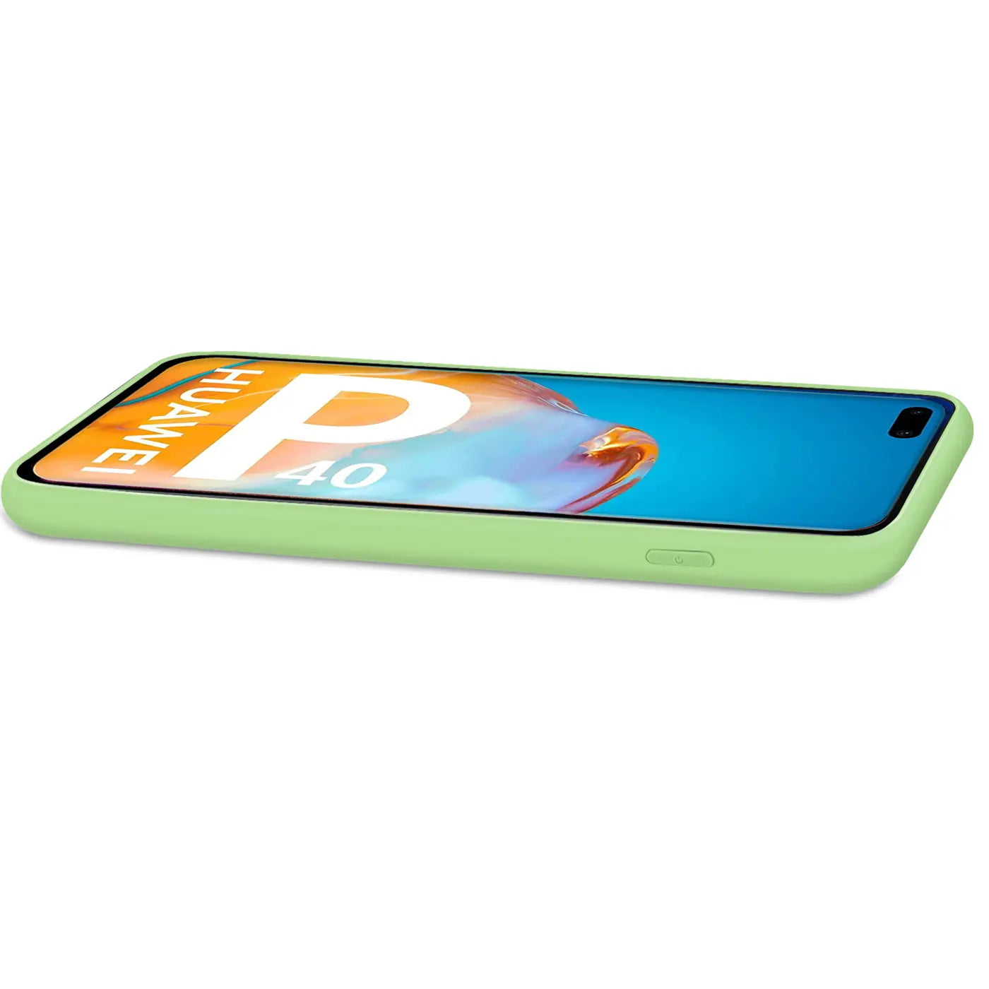 Hülle aus hellgrünem Silikon, Mikrofaser innen, für Huawei P40 Pro, Seitenansicht