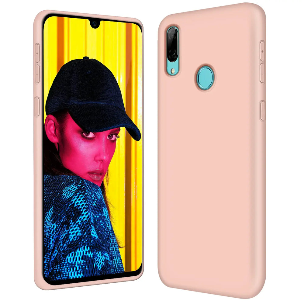 Rosa Silikonhülle für Huawei P Smart 2019, Rückansicht.