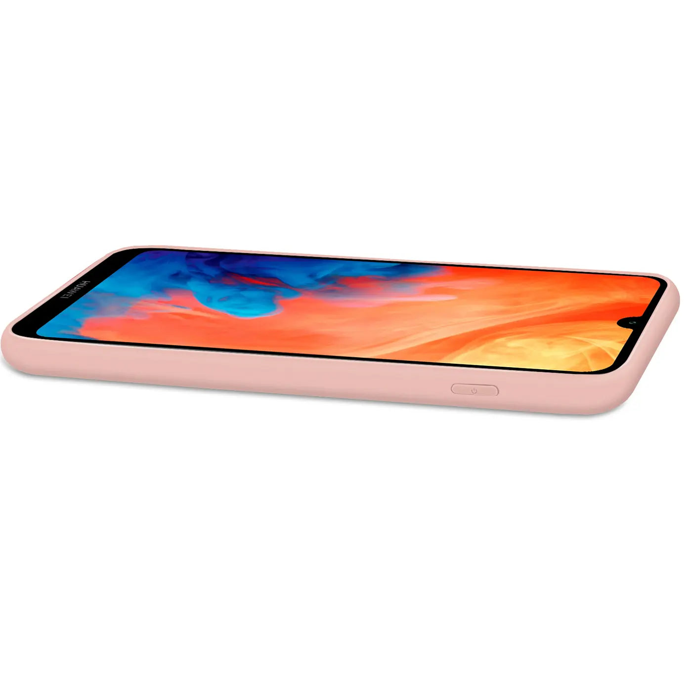 Rosa Silikonhülle für Huawei Y7 2019, Seitenansicht.