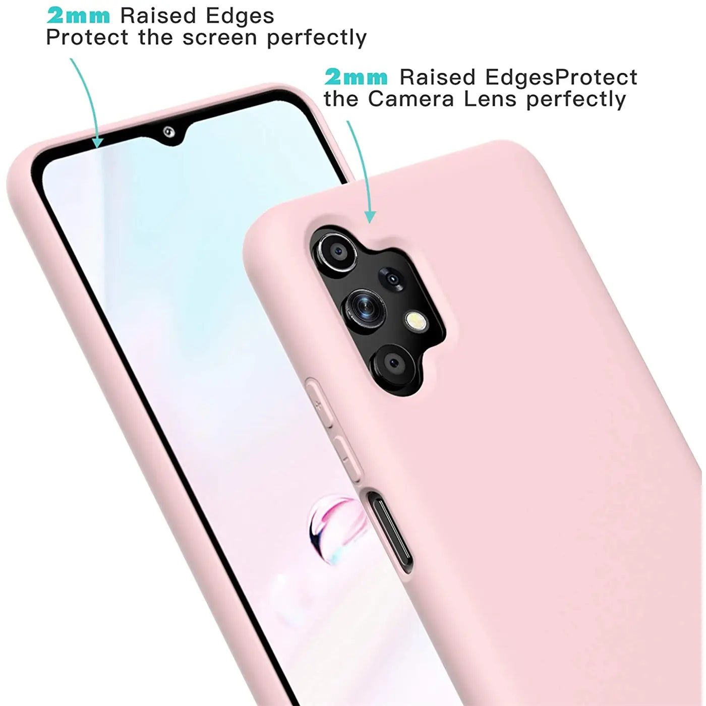 Rosa Silikonhülle für Samsung Galaxy A13 4G, Nahaufnahme, Seitenansicht