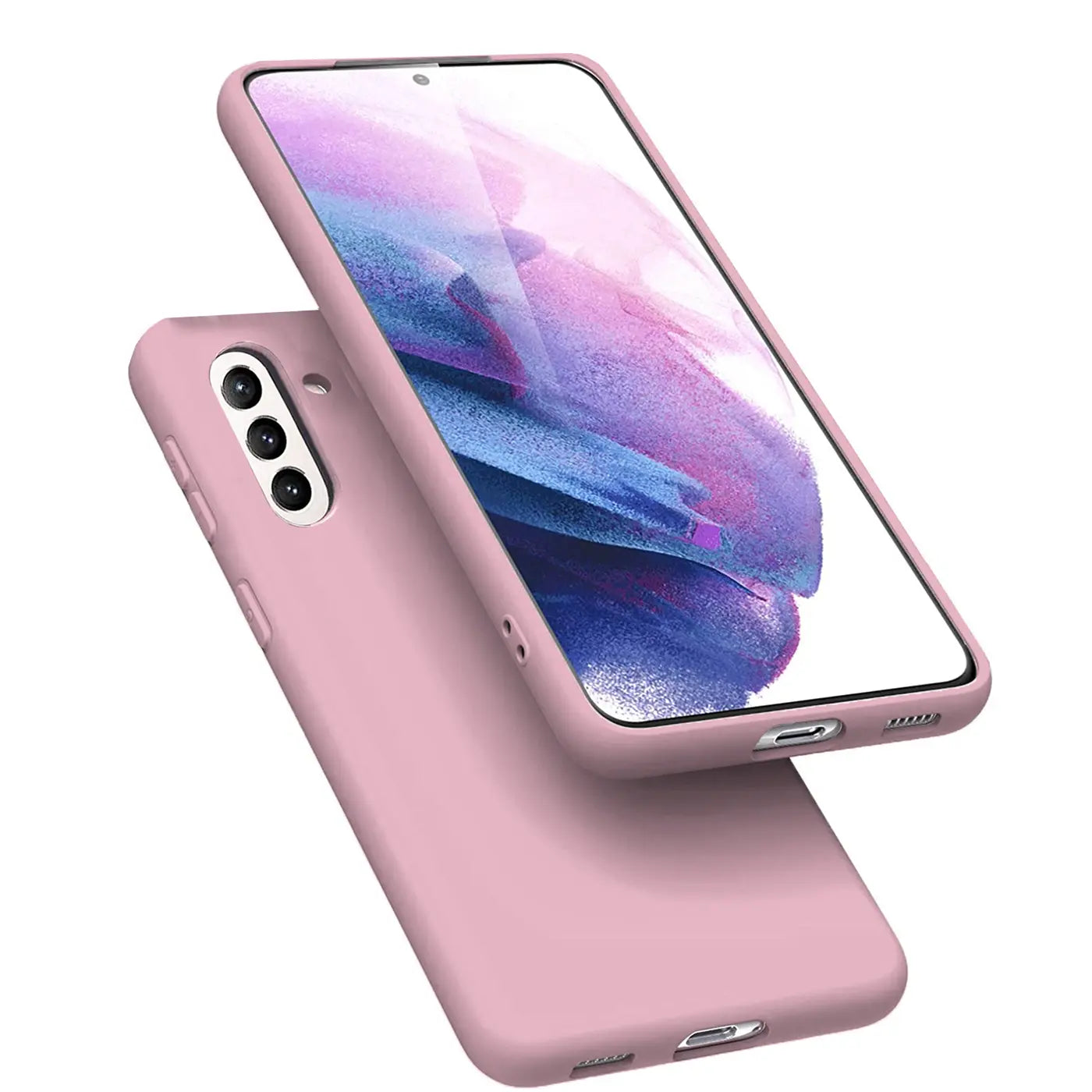 Rosa Silikonhülle mit Mikrofaser-Innenfutter, Vorderansicht, Samsung Galaxy A13 5G / A04s.