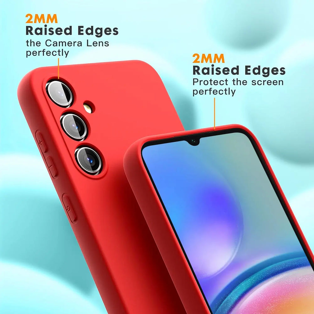Rote Silikonhülle für Samsung Galaxy A16 5G, Nahaufnahme, Vorder- und Rückseite