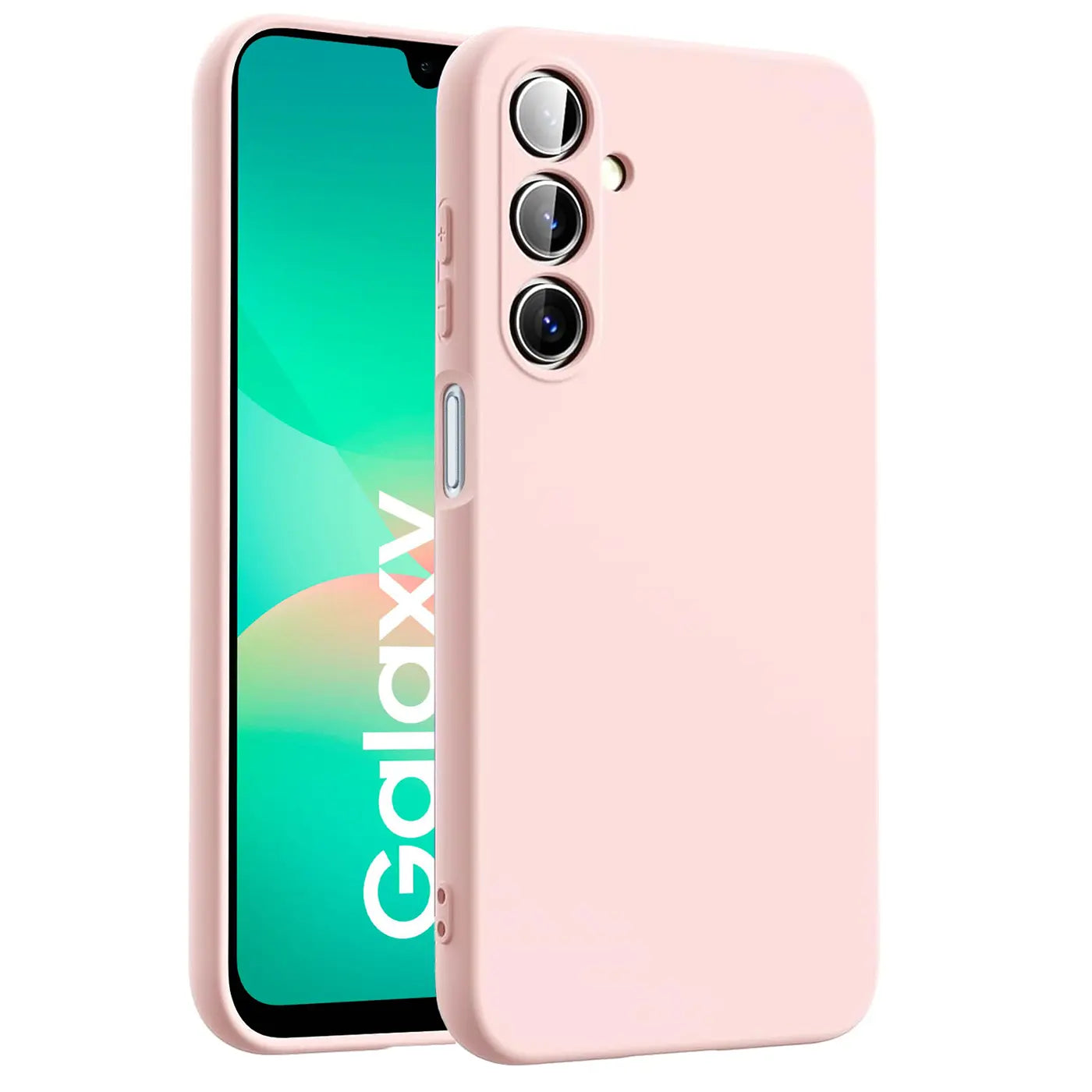 Rosa Silikonhülle für Samsung Galaxy A17 5G, von vorne links, Nahaufnahme