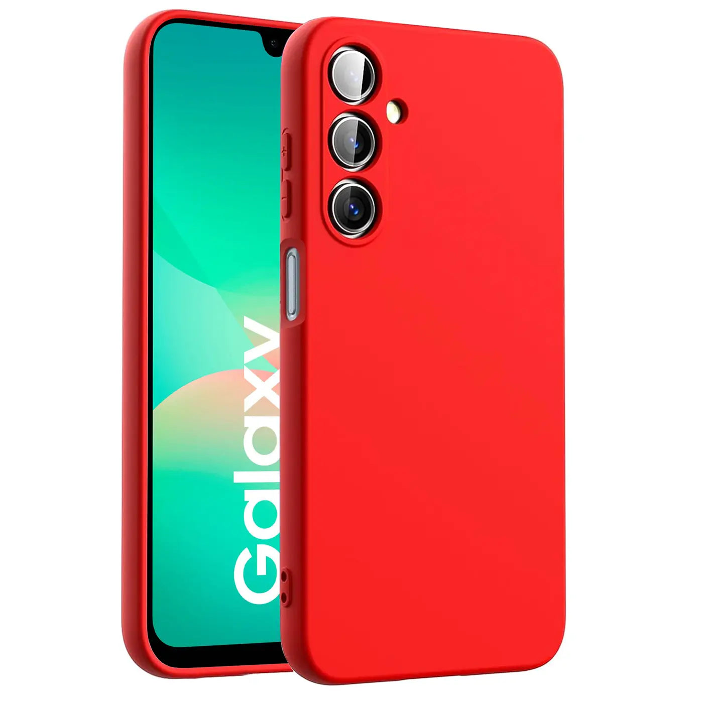 Rote Silikonhülle mit Mikrofaser-Innenfutter für Samsung Galaxy A17 5G, Seitenansicht