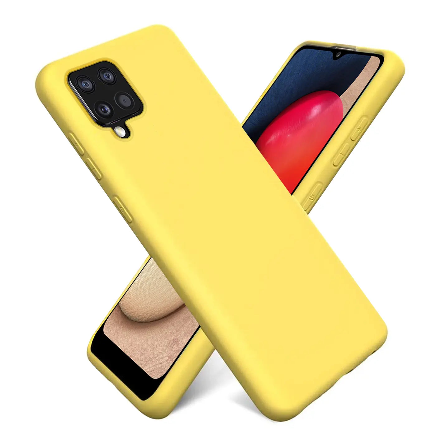 Gelbe Silikonhülle für Samsung Galaxy A22 4G/M32/M22, von schräg oben