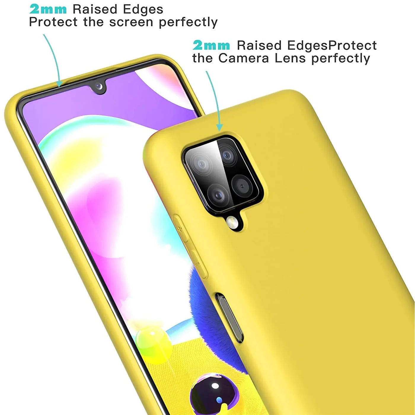 Gelbe Silikonhülle auf Samsung Galaxy A22 4G/M32/M22, Rückansicht
