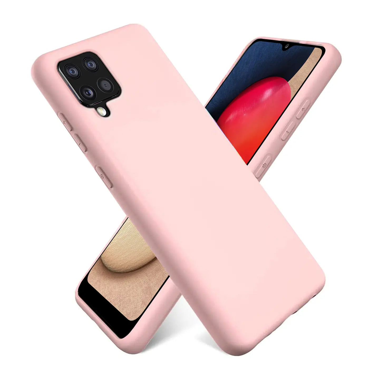 Rosa Silikonhülle für Samsung Galaxy A22 4G/M32/M22, von vorne links, Nahaufnahme