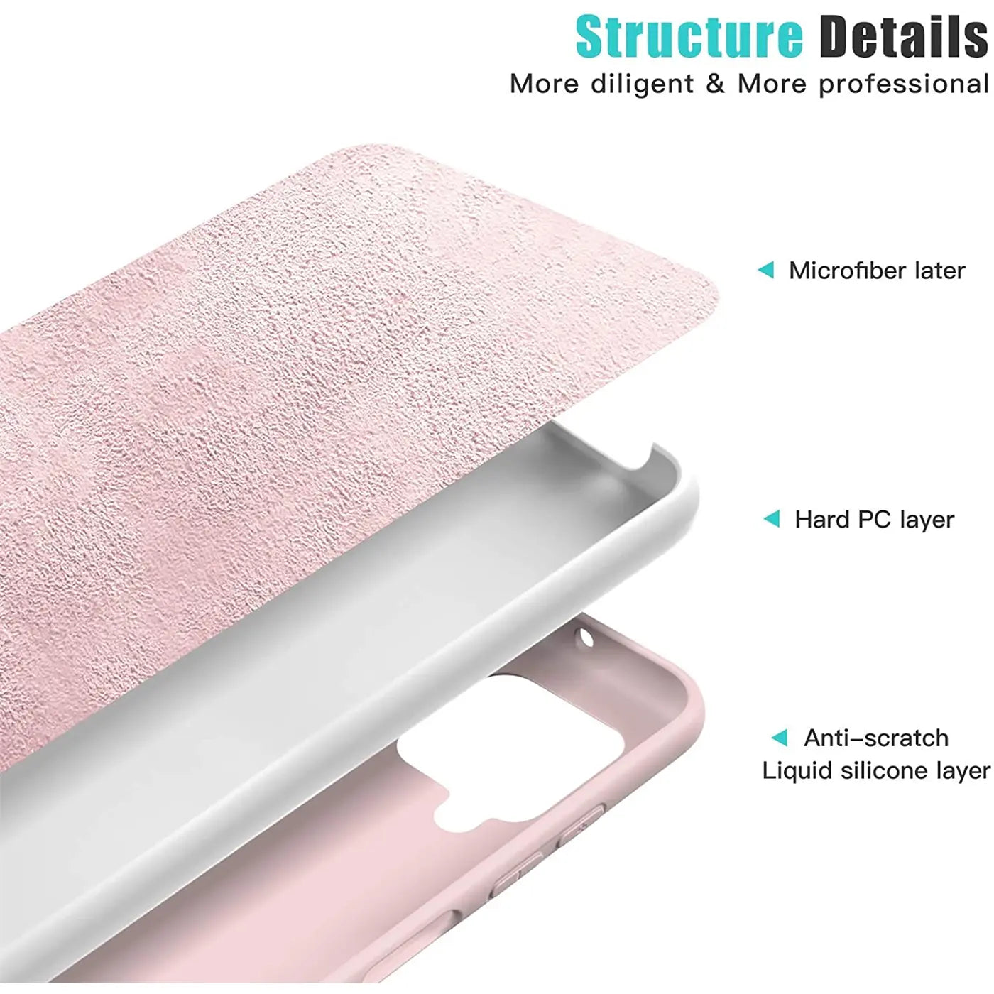 Rosa Silikonhülle, Mikrofaser innen, von oben, für Samsung Galaxy A22 4G/M32/M22.