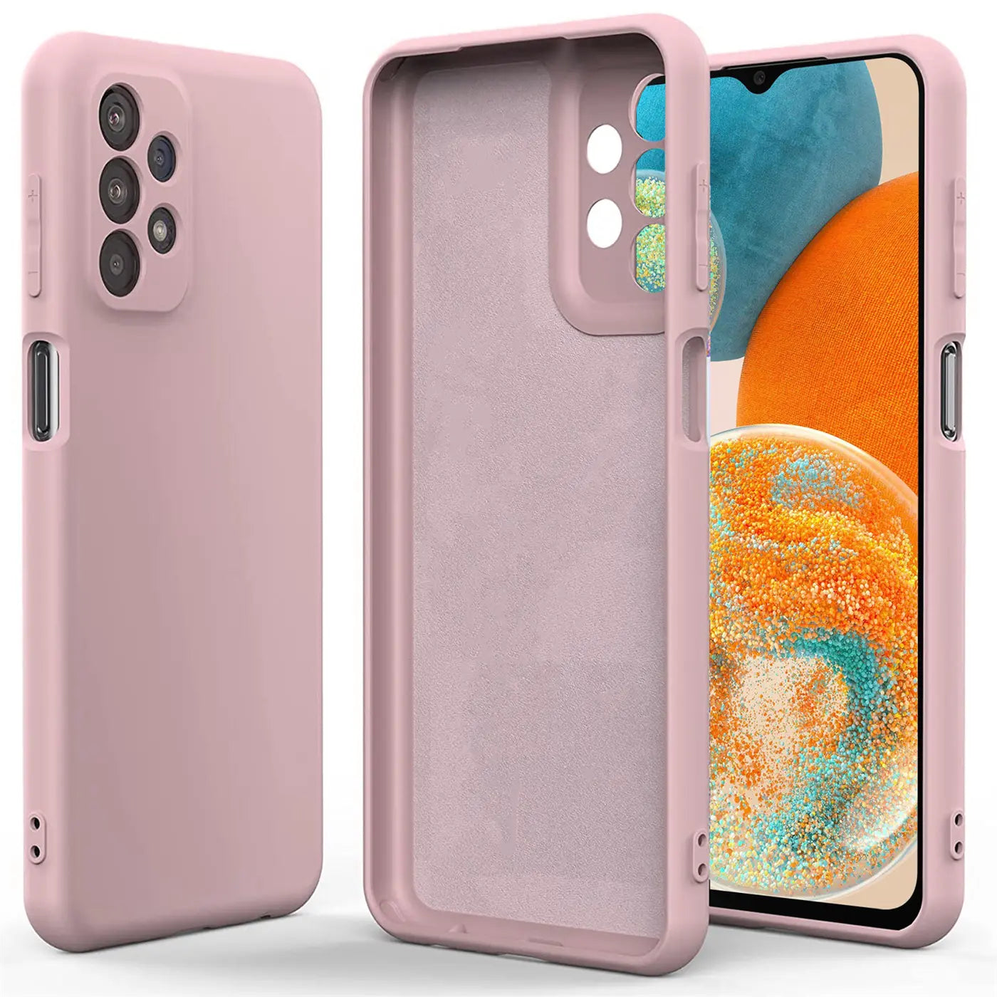 Rosa Silikonhülle, Mikrofaser innen, für Samsung Galaxy A23 5G, von vorne/hinten