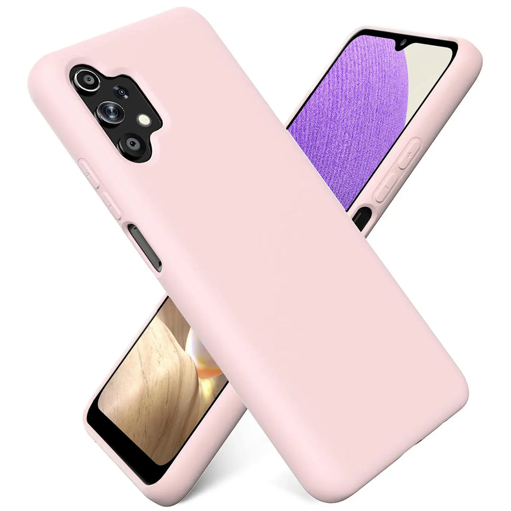 Rosa Silikonhülle für Samsung Galaxy A32 5G, von schräg oben.