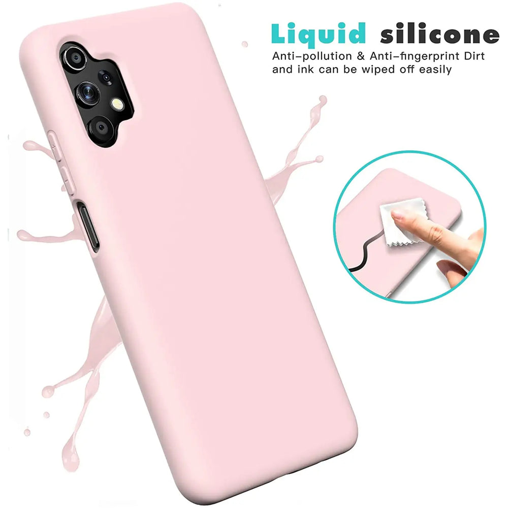 Rosa Silikonhülle für Samsung Galaxy A32 5G, von schräg oben.