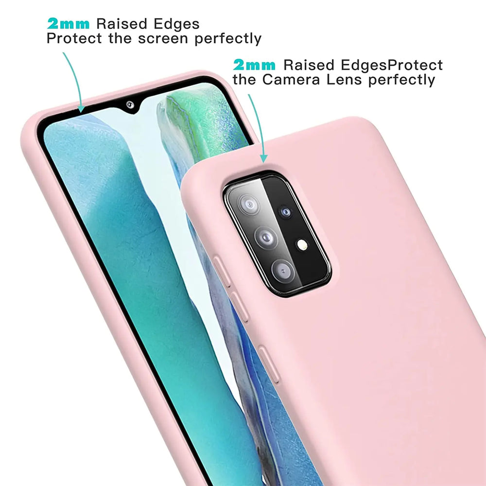 Rosa Silikonhülle für Samsung Galaxy A52/A52S, Nahaufnahme, Rückseite und Display