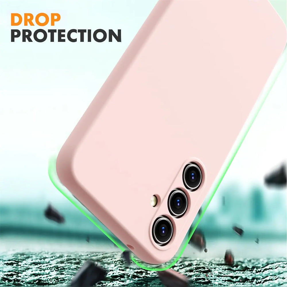 Rosa Silikonhülle für Samsung Galaxy A54 5G, Rückansicht, Nahaufnahme