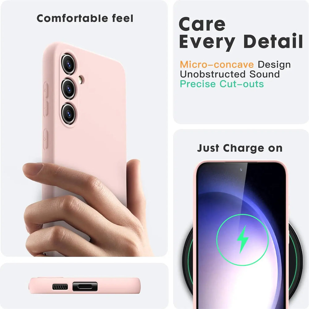 Rosa Silikonhülle für Samsung Galaxy A54 5G, von Hand gehalten, Seitenansicht