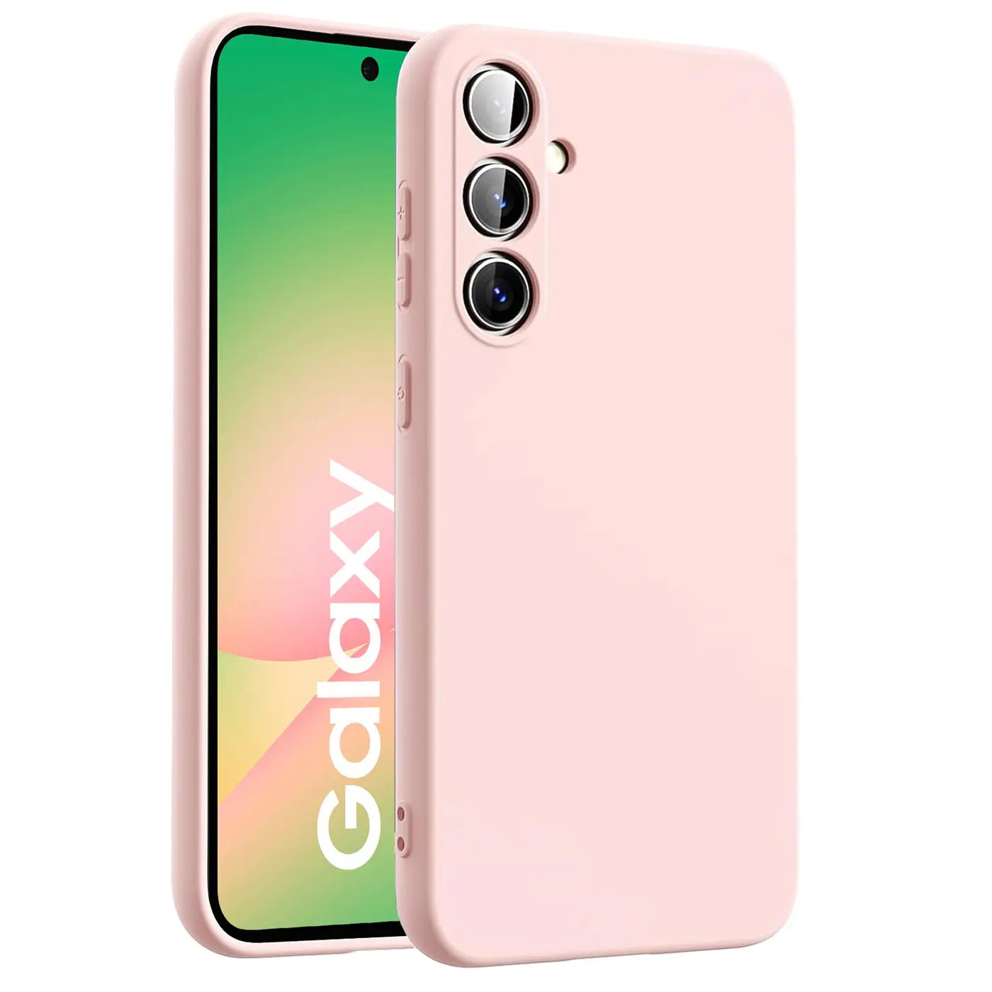 Rosa Silikonhülle für Samsung Galaxy A56 5G, Rückansicht, Mikrofaser innen.