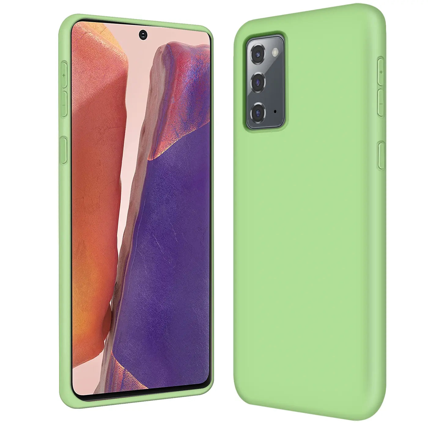 Grüne Silikonhülle, Vorder- und Rückansicht, Samsung Galaxy Note 20