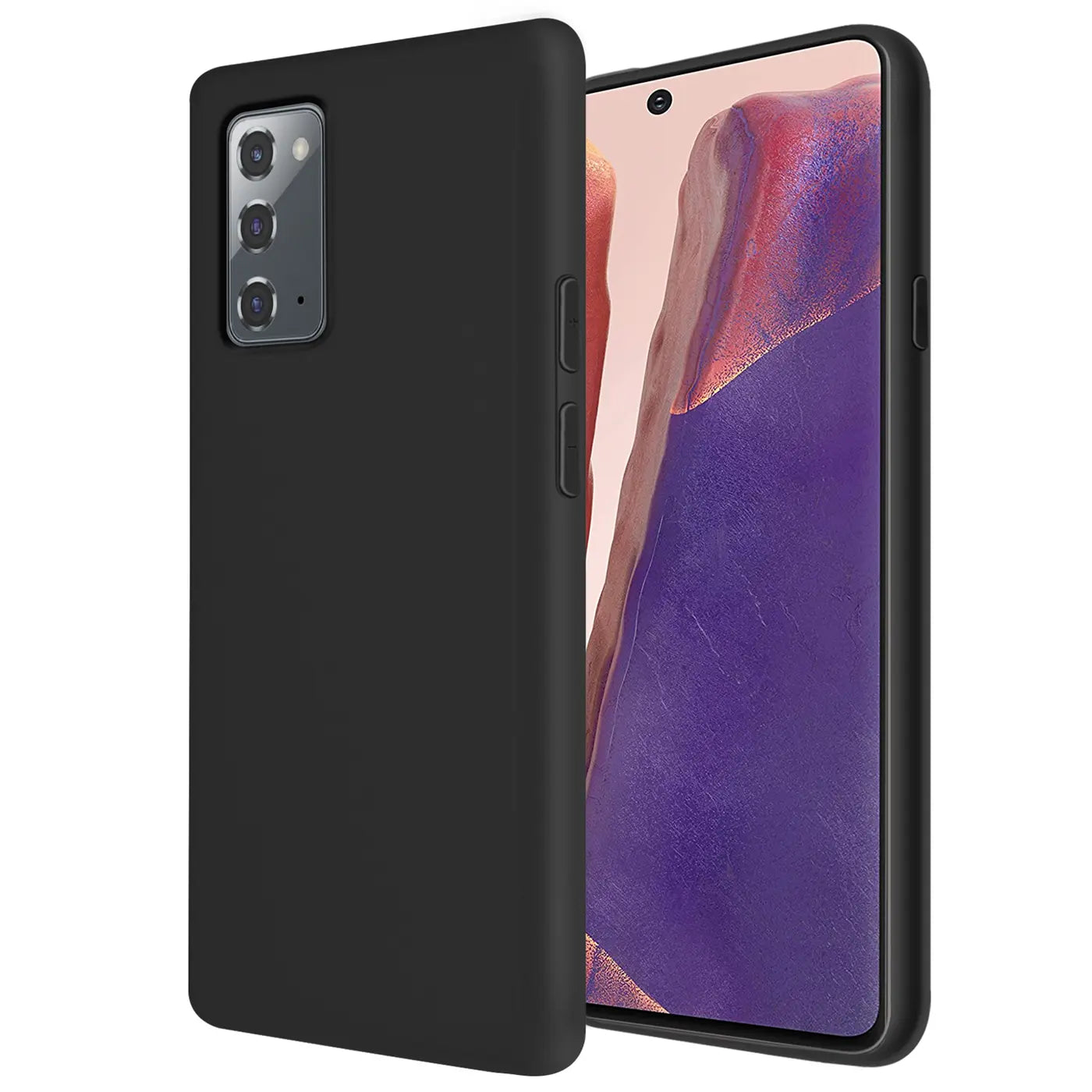 Schwarze Silikonhülle mit Mikrofaserfutter für Samsung Galaxy Note 20, Seitenansicht
