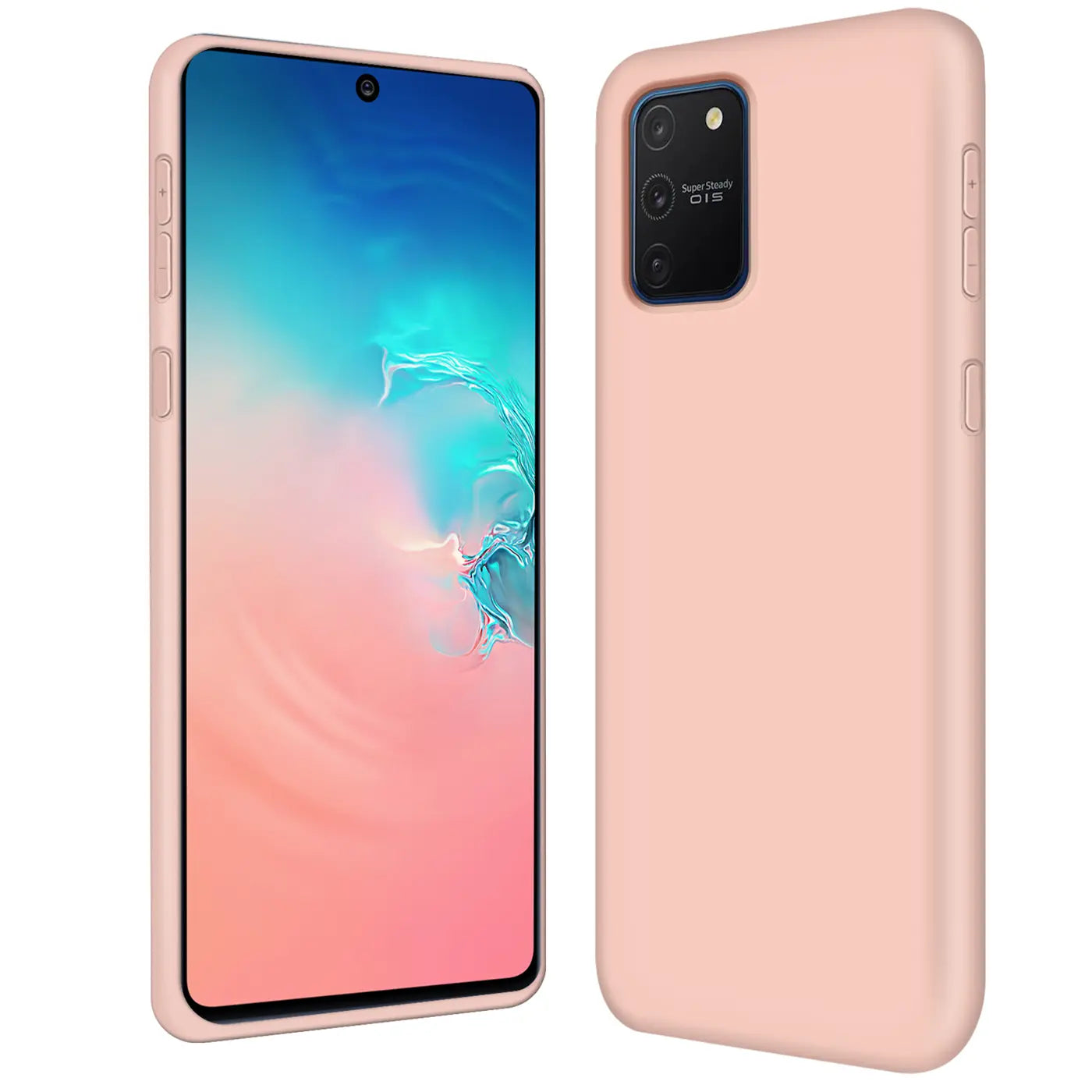 Rosa Silikonhülle für Samsung Galaxy S10 Lite, Vorder- und Rückansicht