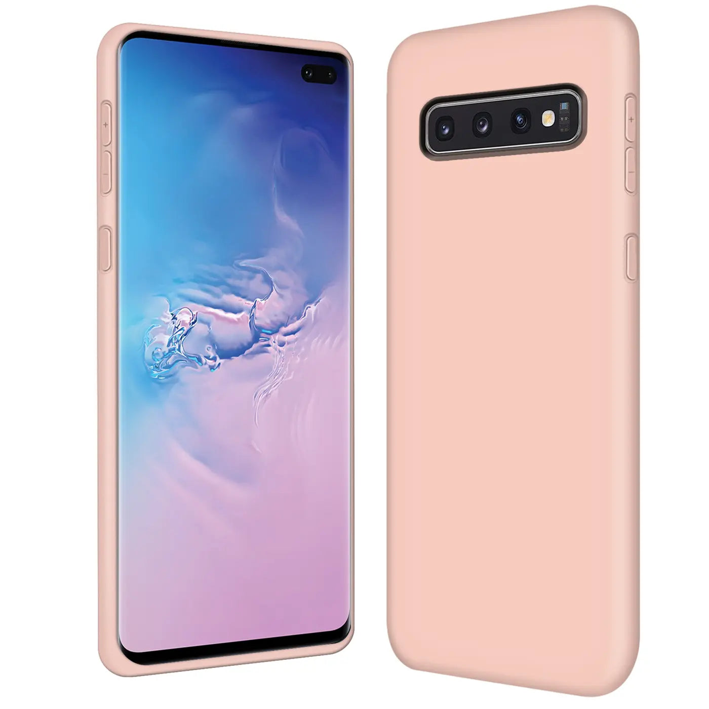 Rosa Silikonhülle für Samsung Galaxy S10 Plus, Vorder- und Rückansicht