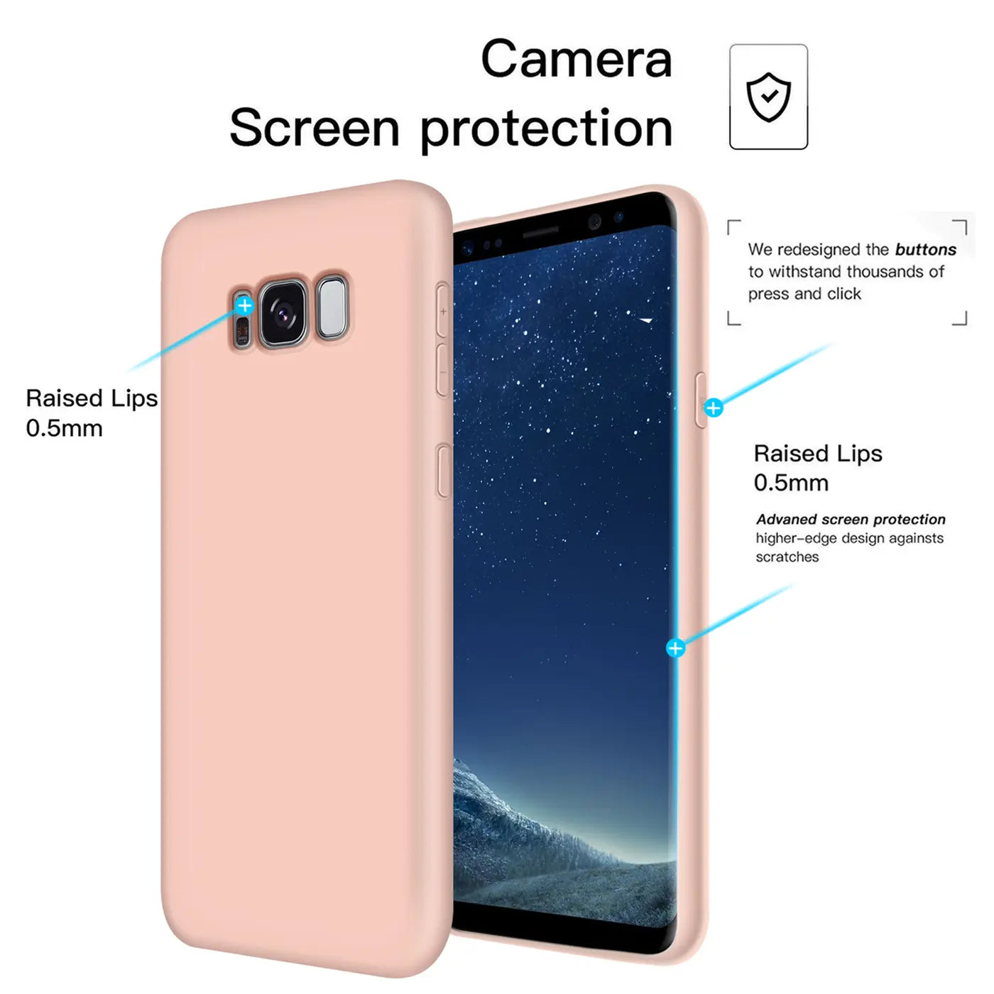 Rosa Silikonhülle für Samsung Galaxy S8 Plus, Rückansicht, Nahaufnahme