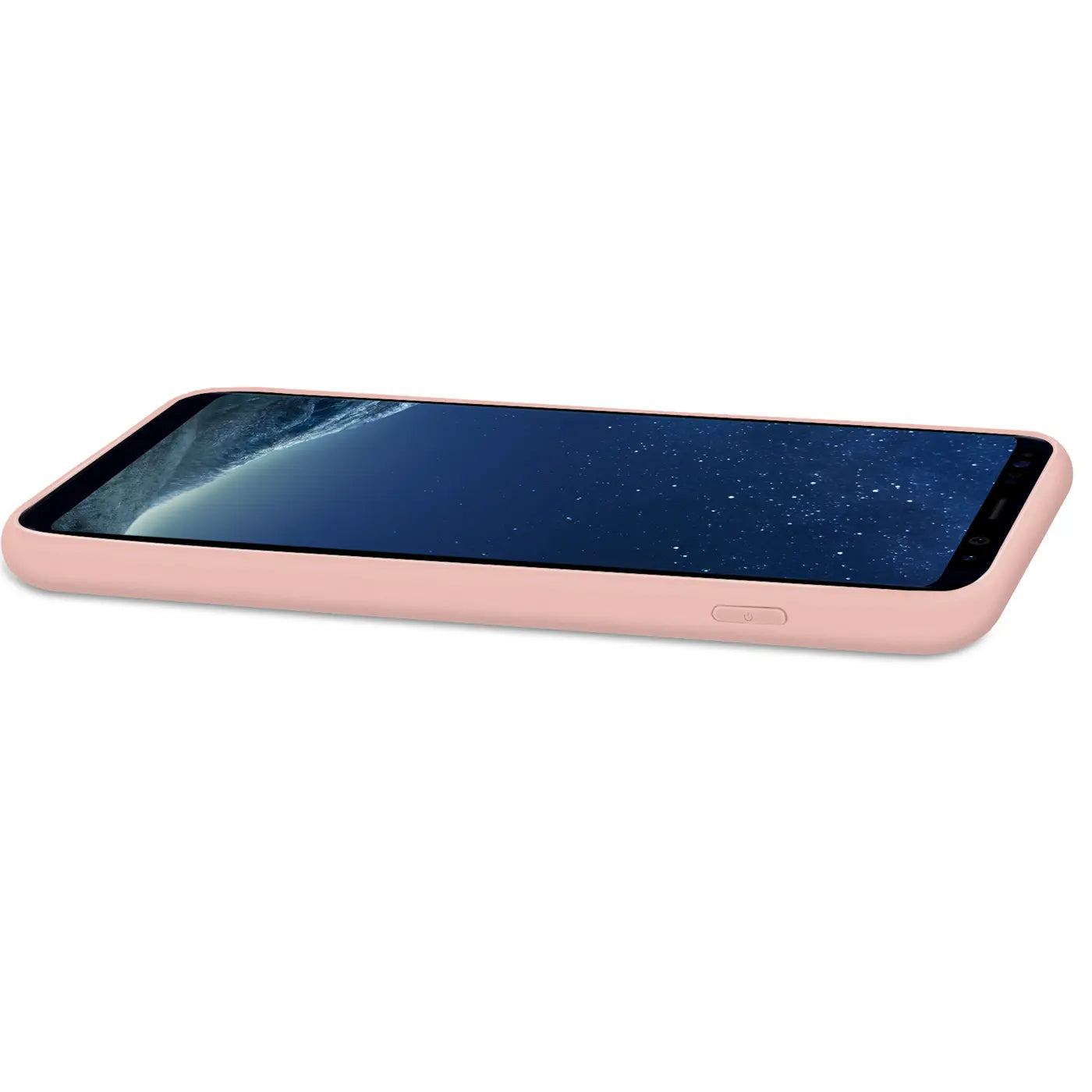 Rosa Silikonhülle mit Mikrofaser-Innenfutter für Samsung Galaxy S8, Seitenansicht.
