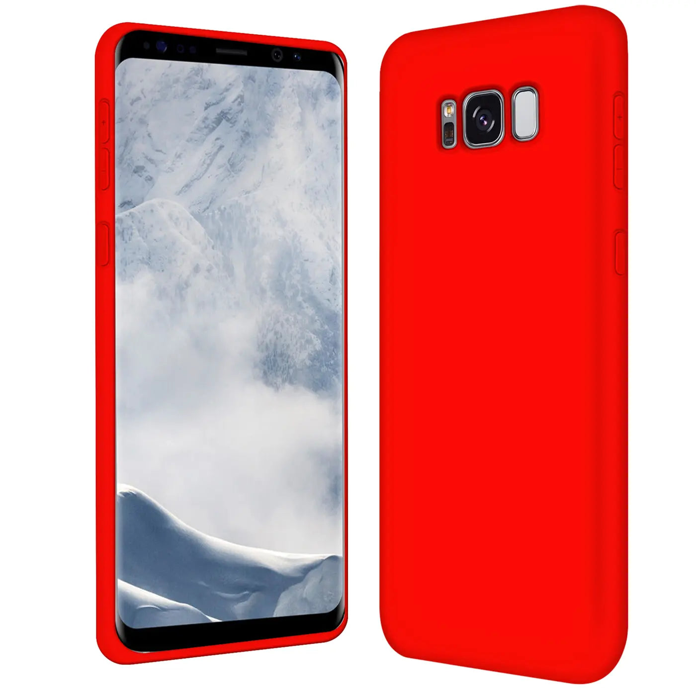 Rote Silikonhülle für Samsung Galaxy S8, Vorder- und Rückansicht