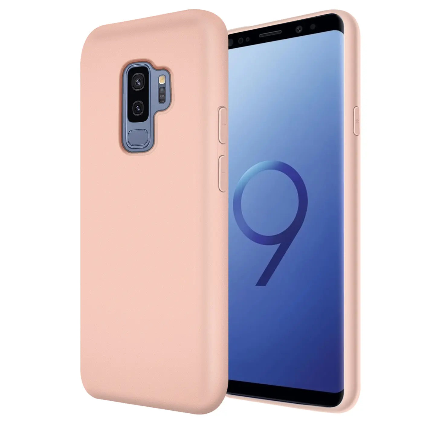 Rosa Silikonhülle für Samsung Galaxy S9 Plus, Rückansicht, Mikrofaser-Innenfutter.