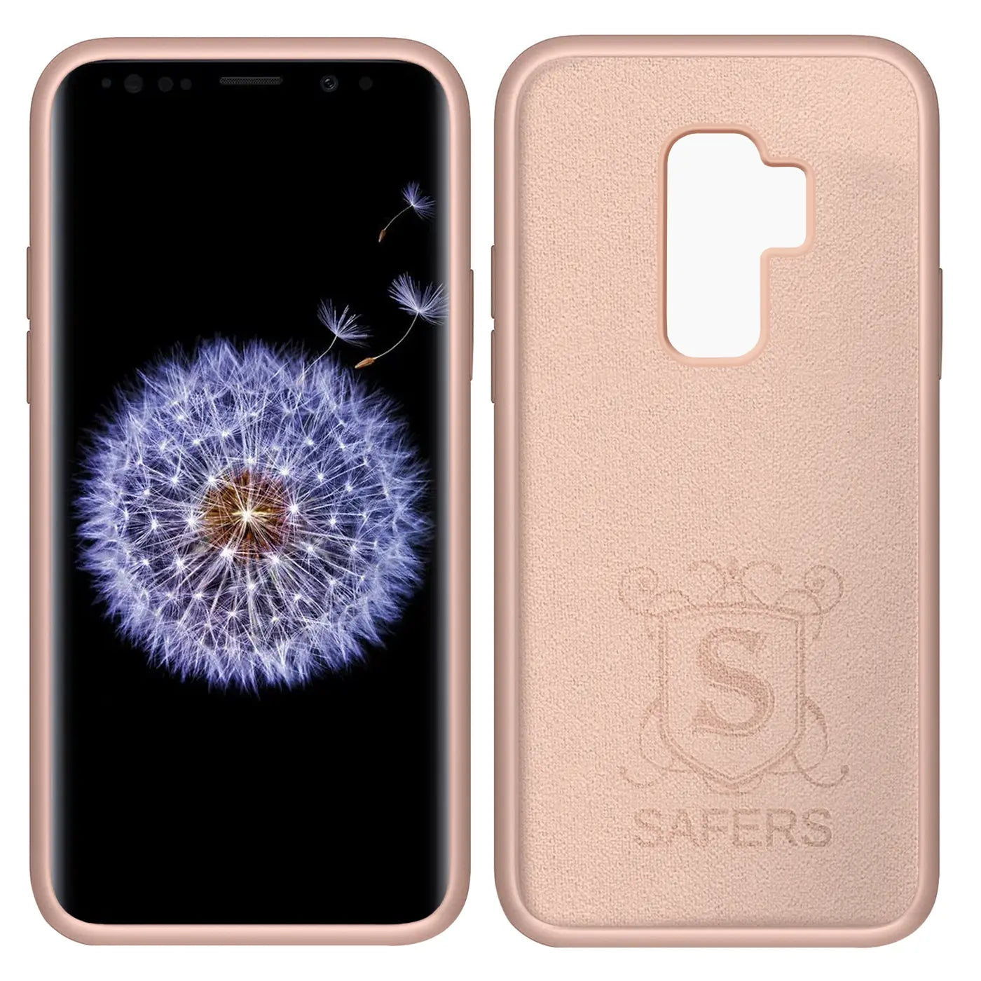 Samsung Galaxy S9 Plus Hülle, rosa Silikon, Vorder- und Rückansicht, Mikrofaser innen.