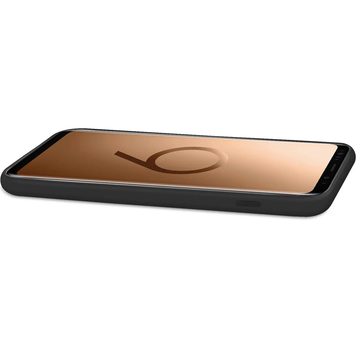 Schwarze Silikonhülle mit Mikrofaserfutter für Samsung Galaxy S9 Plus, Seitenansicht