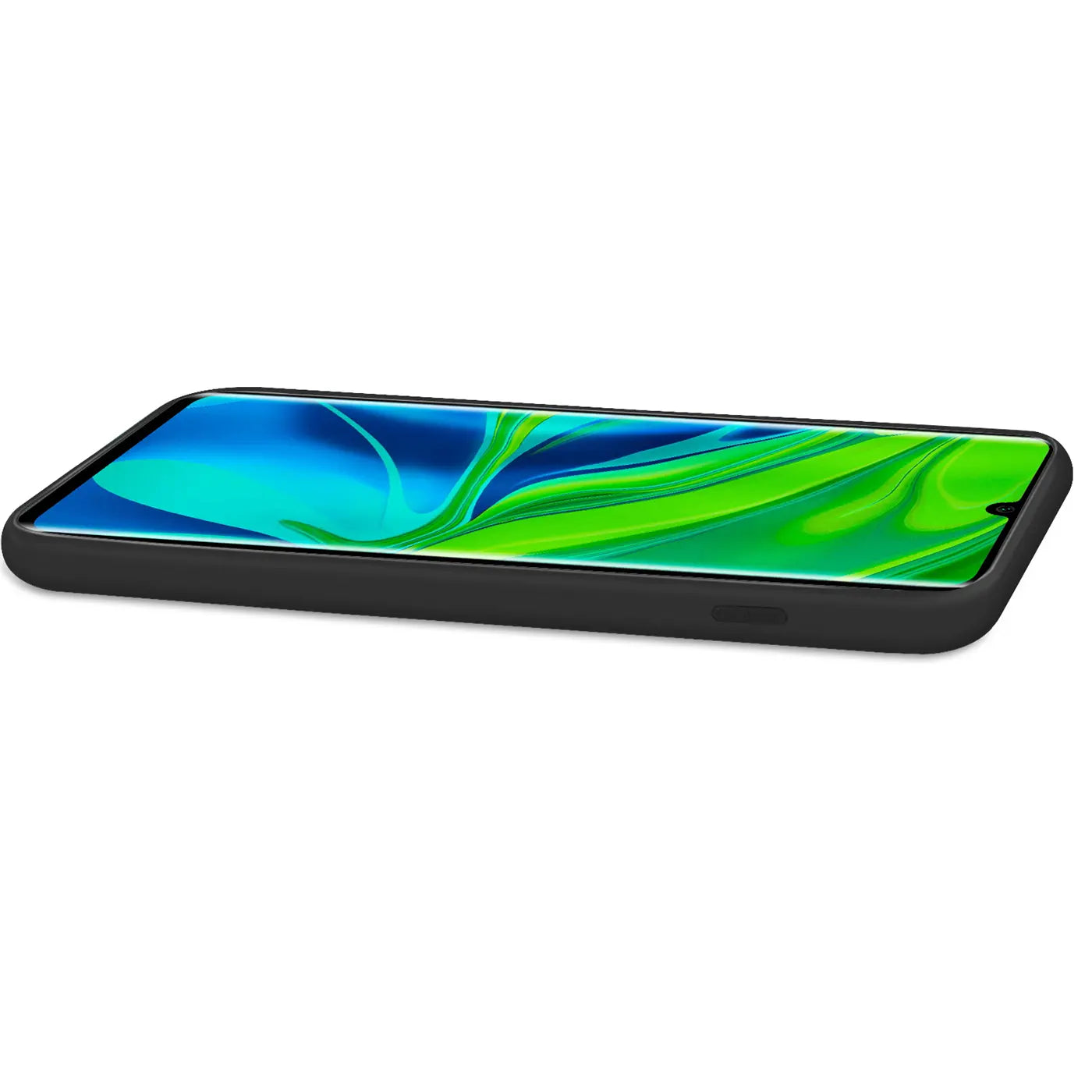 Schwarzes Silikon-Case mit Mikrofaser-Innenfutter, Seitenansicht, Xiaomi Mi Note 10 / Pro.