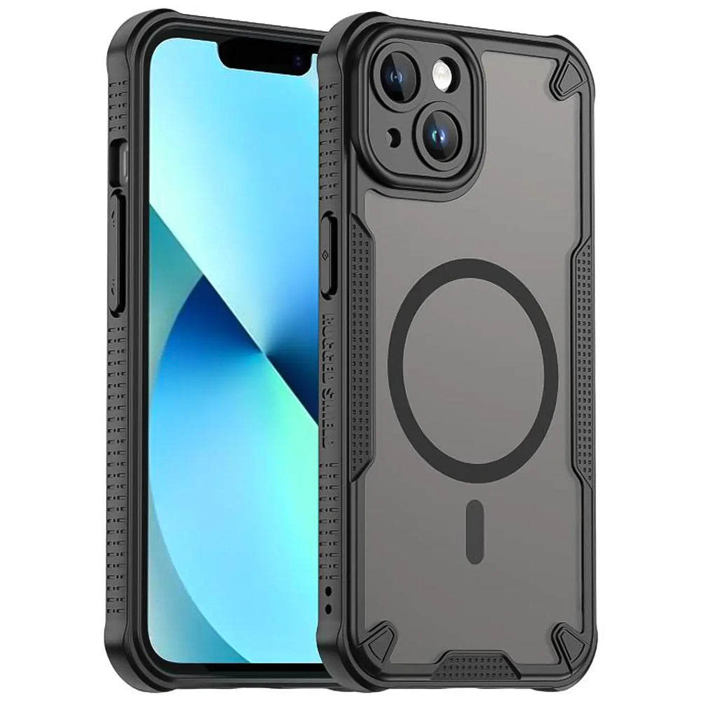 Stoßfeste, MagSafe-kompatible Handyhülle mit halbtransparenter Rückseite für iPhone 13 Mini