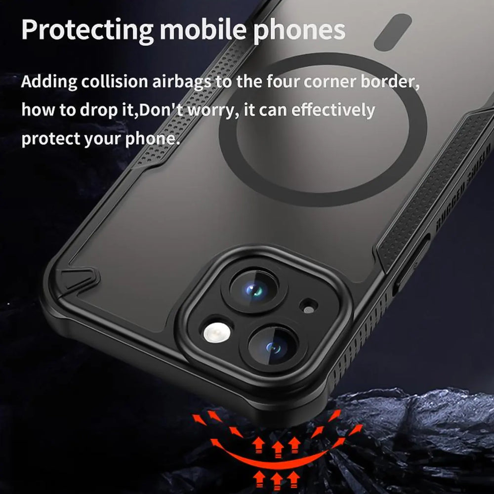 Stoßfeste, MagSafe-kompatible Handyhülle mit halbtransparenter Rückseite für iPhone 13 Mini